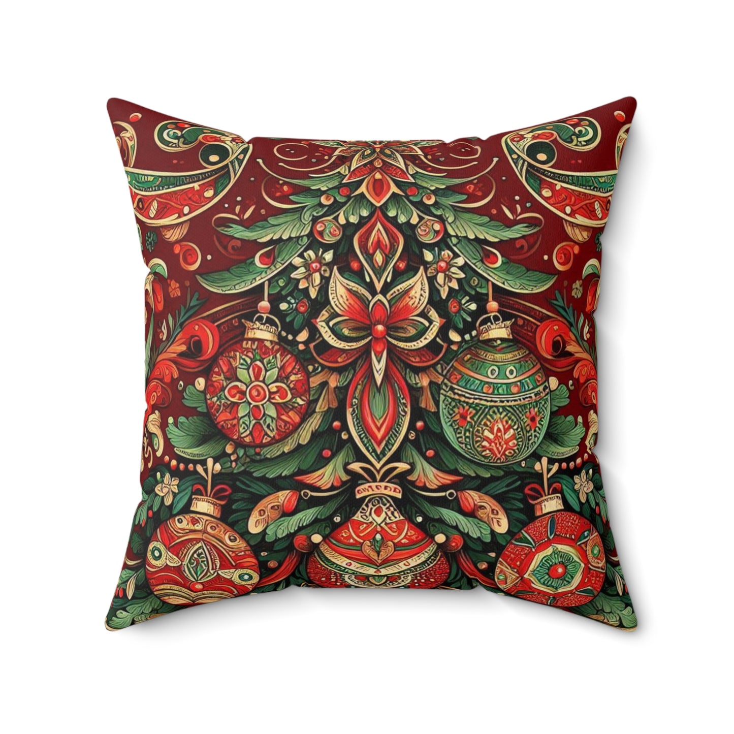 Vintage Christmas Spun Polyester Square Pillow