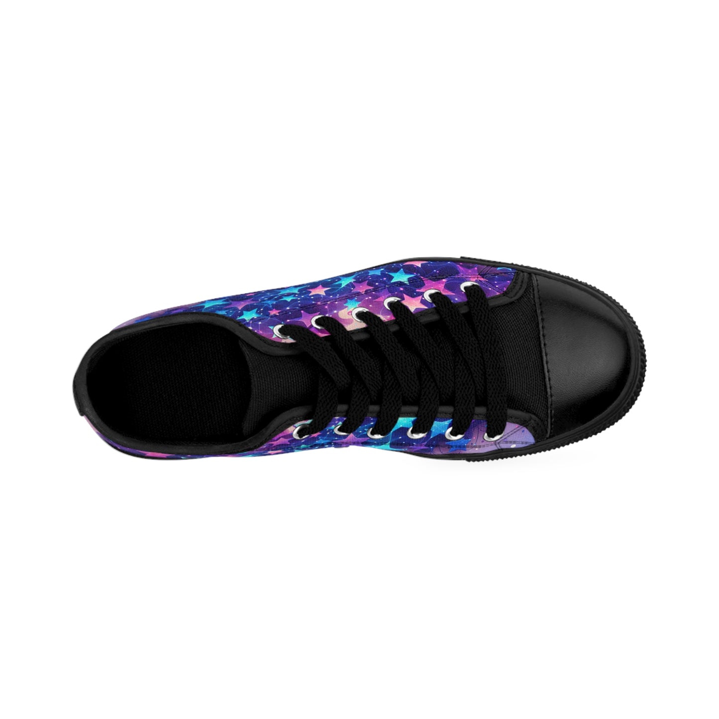 A Galaxy of Blue and Purple Stars On Women's Sneakers