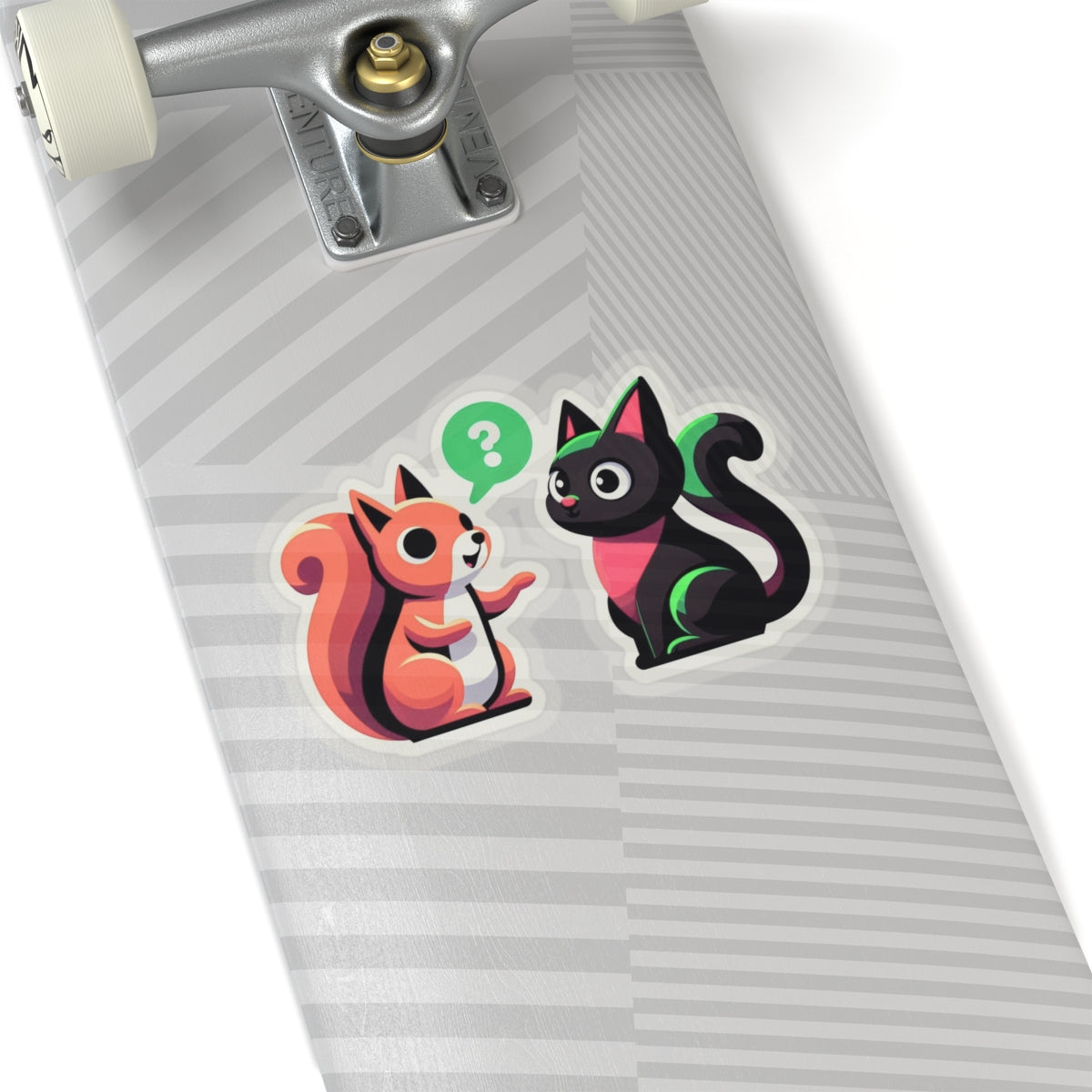 A chatty squirrel and a black cat, Kiss-Cut Stickers