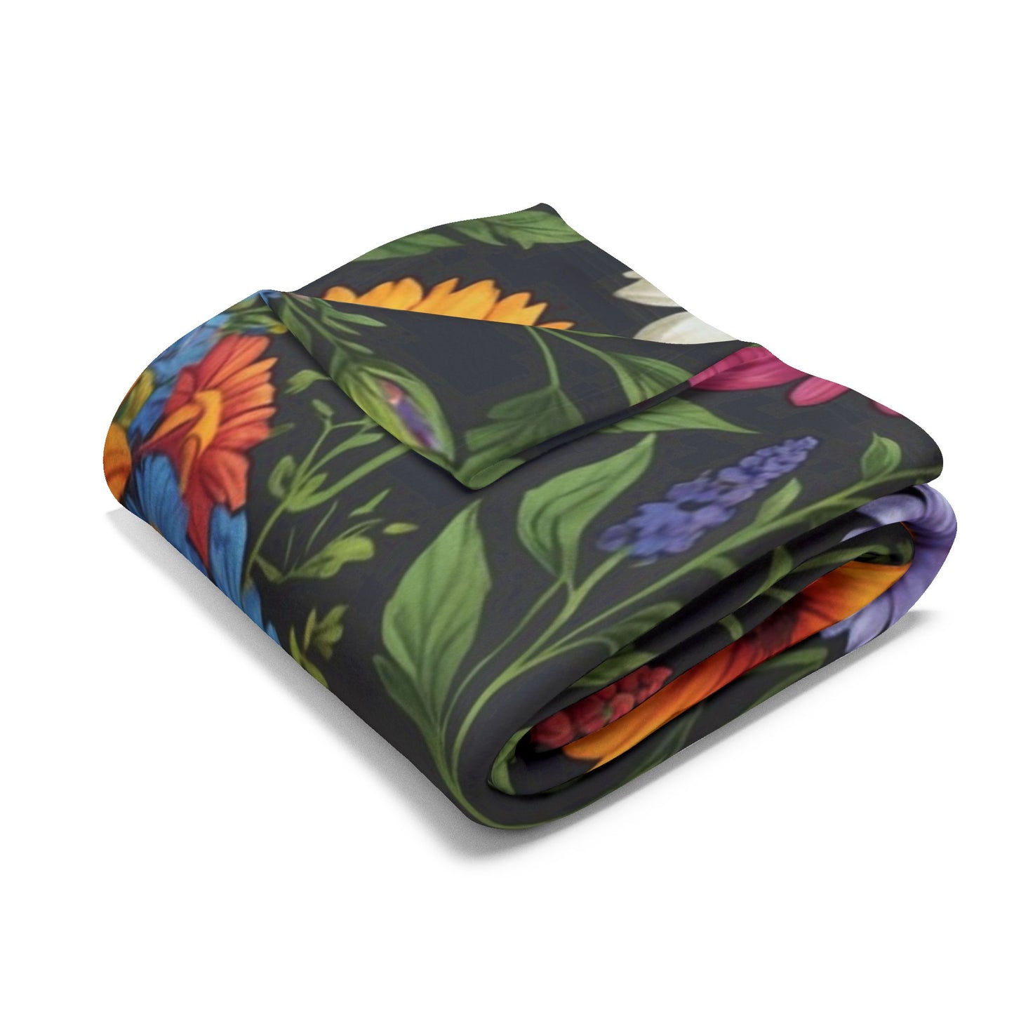 Skull in wildflowers Arctic Fleece Blanket