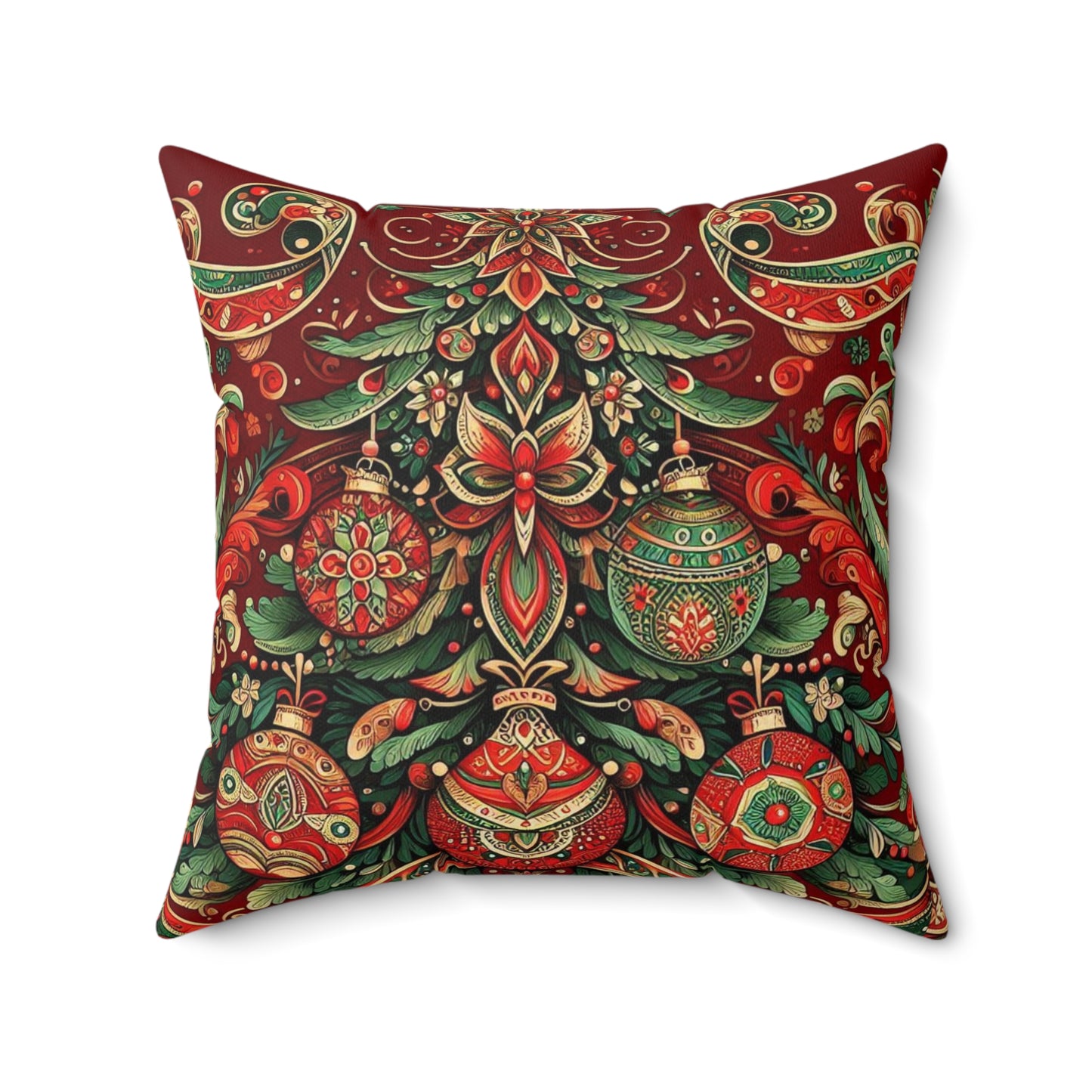 Vintage Christmas Spun Polyester Square Pillow