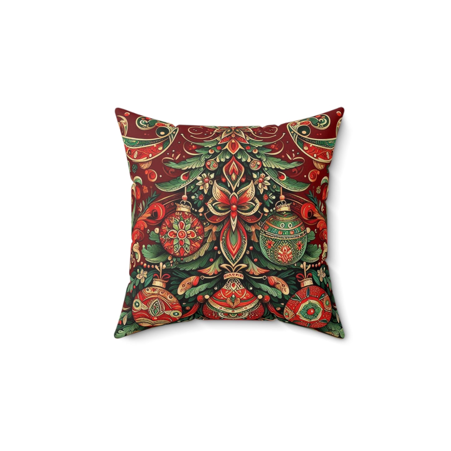 Vintage Christmas Spun Polyester Square Pillow