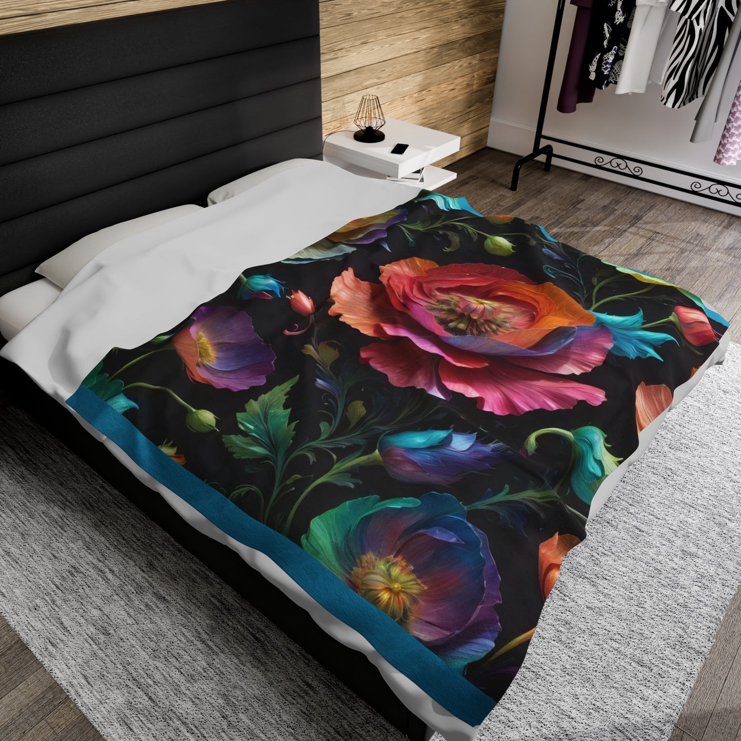 Manta de felpa de terciopelo "Paisaje de ensueño de amapola n.° 2"