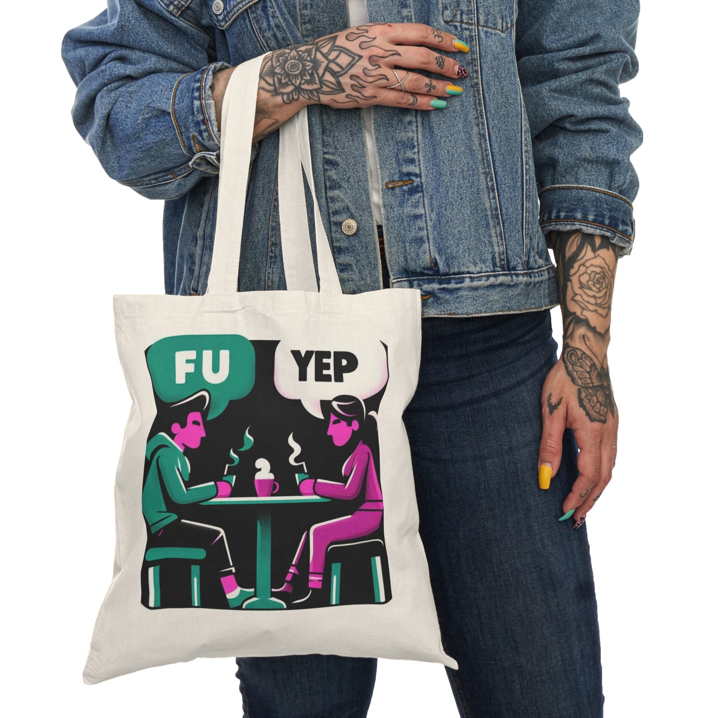 Whimsical Art Conversation Between Friends Tote Bag, Fun Nature-Inspired Carryall, Eco-Friendly Shopping Tote, Unique Gift for Art Lovers, Perfect for Everyday Use