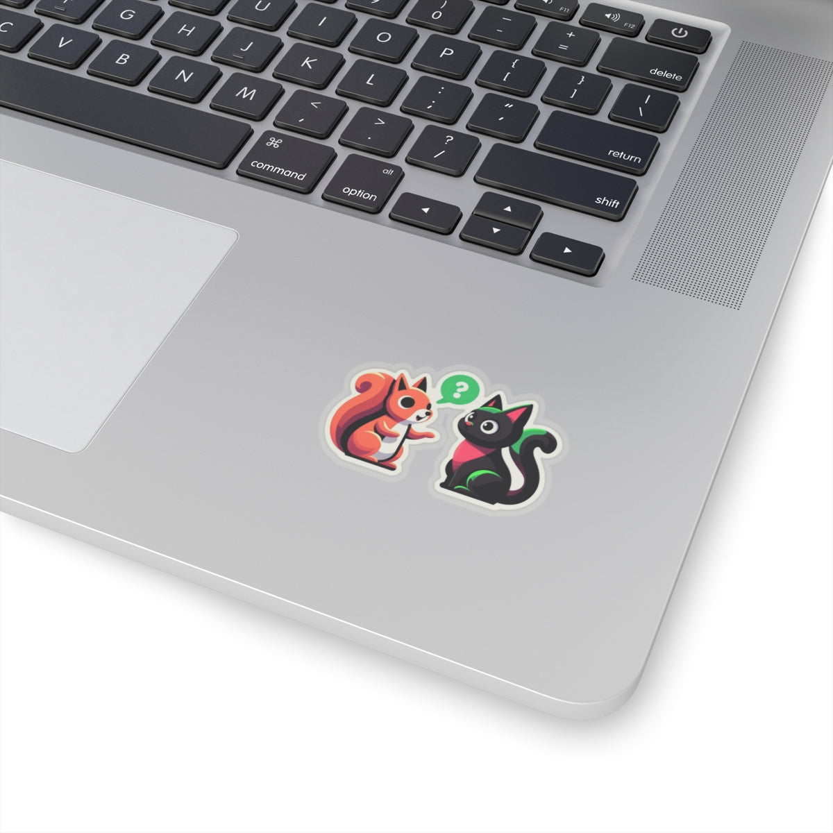 A chatty squirrel and a black cat, Kiss-Cut Stickers