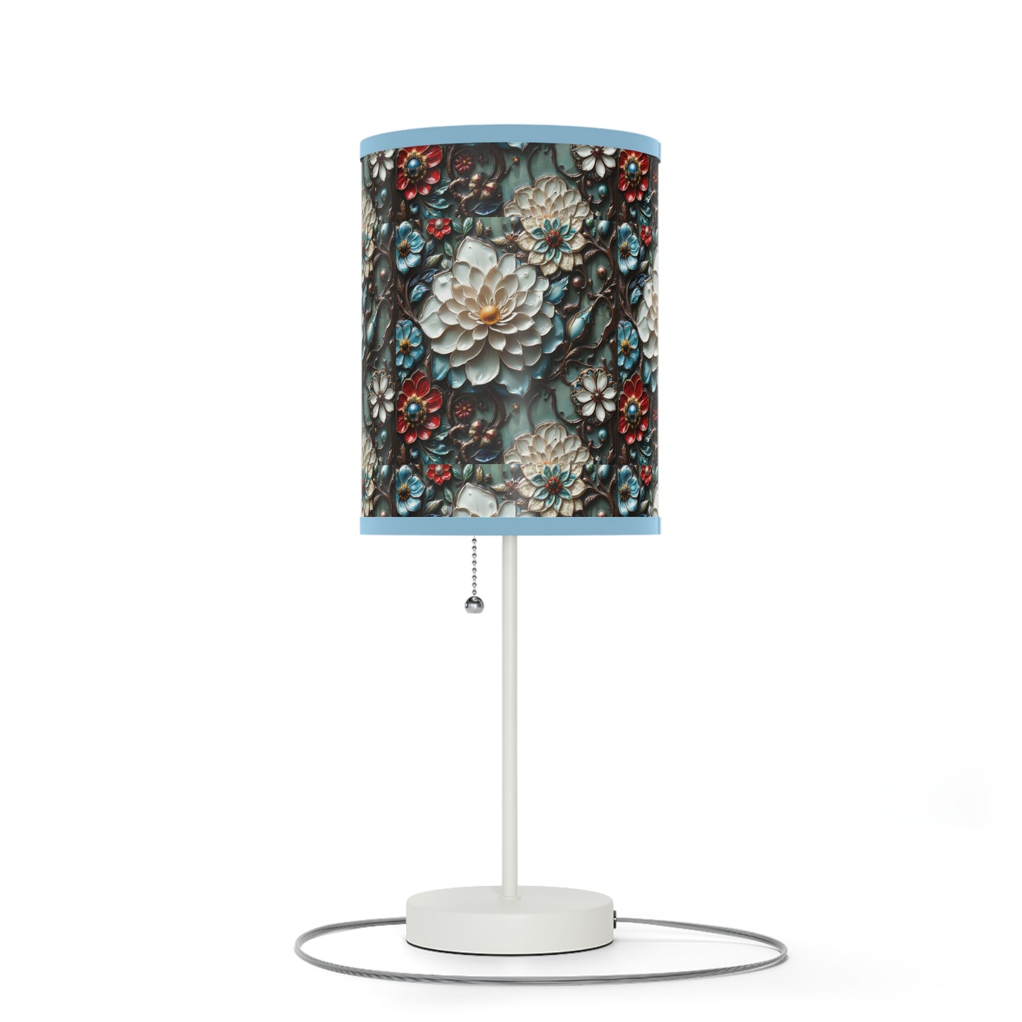 Preciosa lámpara floral, lámpara con soporte, enchufe EE. UU./CA