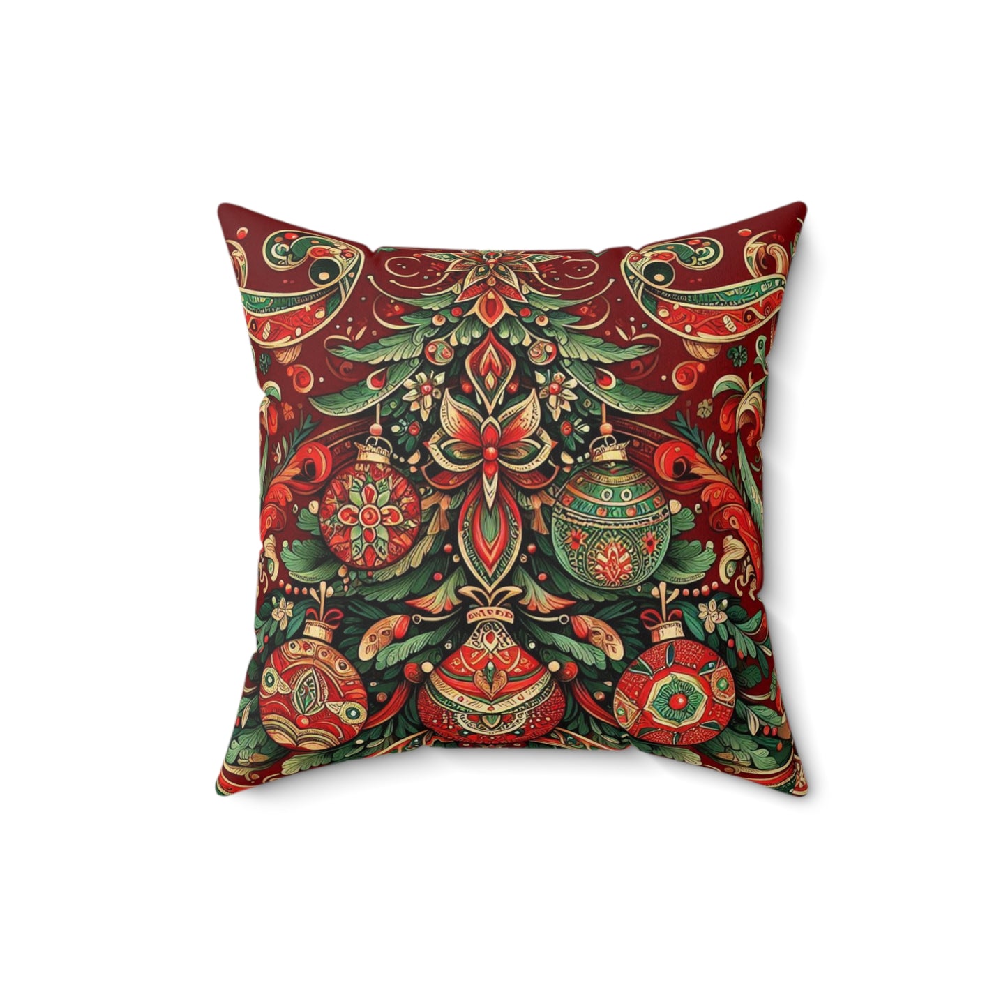 Vintage Christmas Spun Polyester Square Pillow