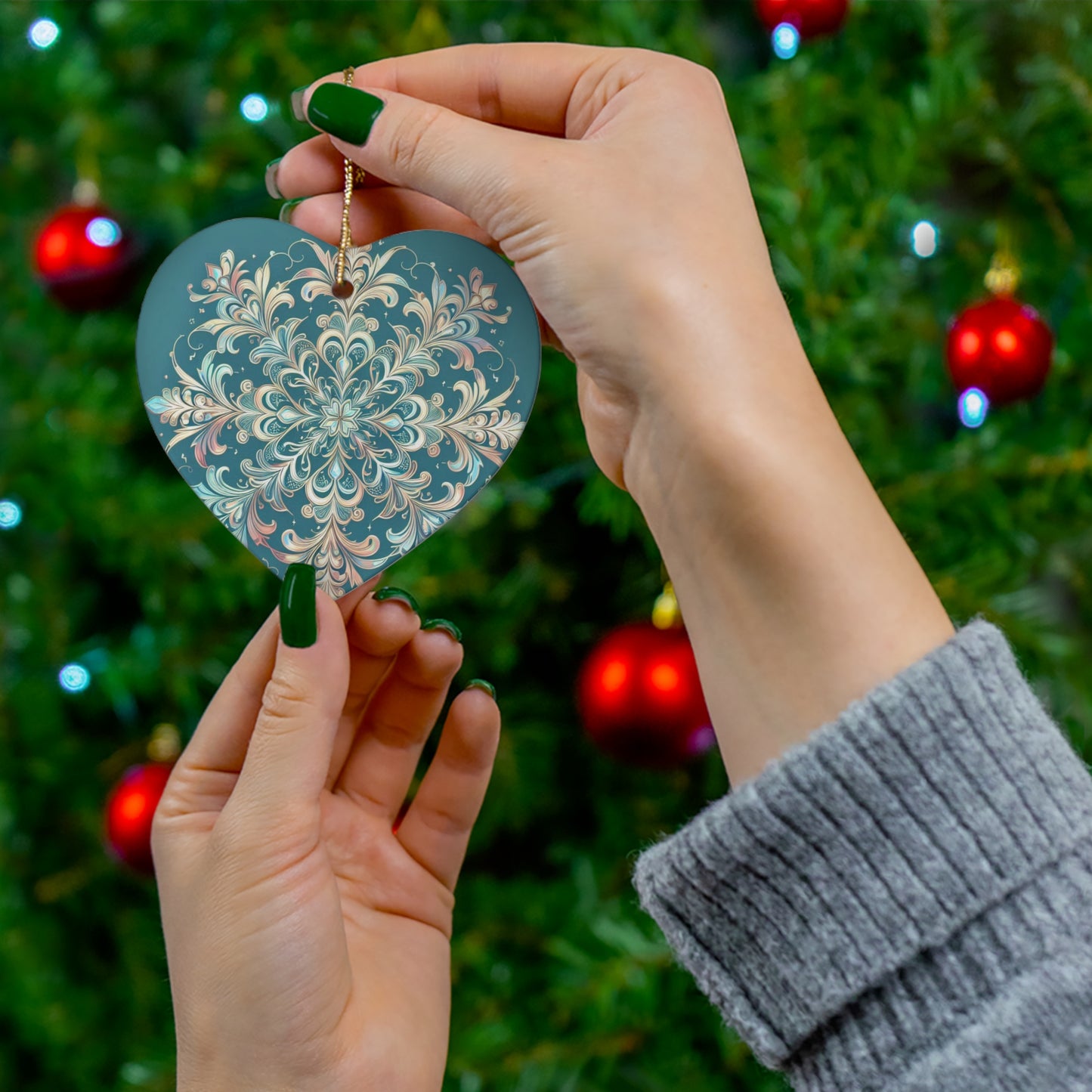 Frosty Snowflake Ceramic Ornament, 4 Shapes