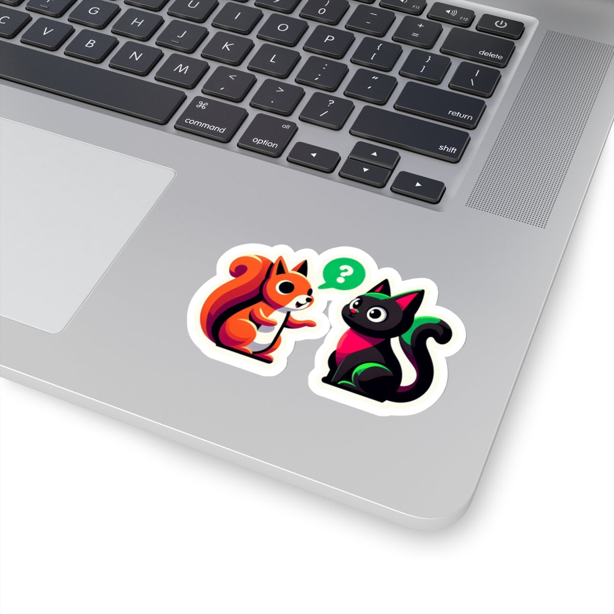 A chatty squirrel and a black cat, Kiss-Cut Stickers