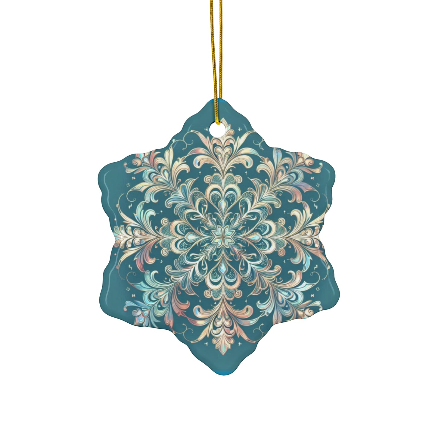 Frosty Snowflake Ceramic Ornament, 4 Shapes