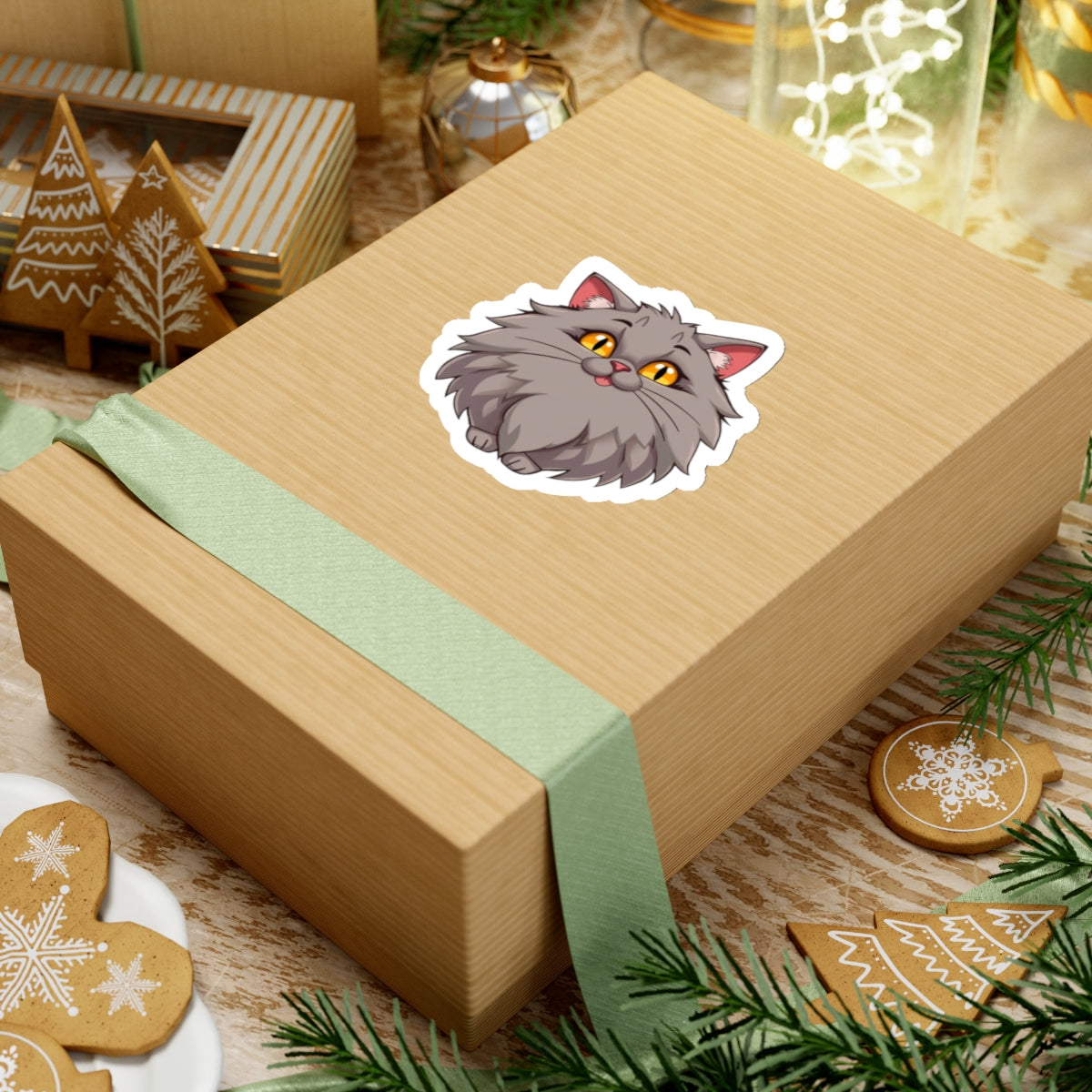 Excited Kitty Kiss-Cut Stickers