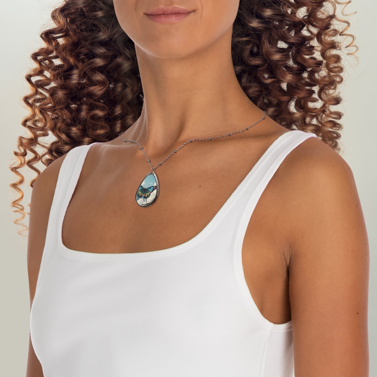 Butterfly Oval Necklace - Dainty Jewelry for Nature Lovers, Gift for Her, Mother's Day, Birthday, Elegant Accessory
