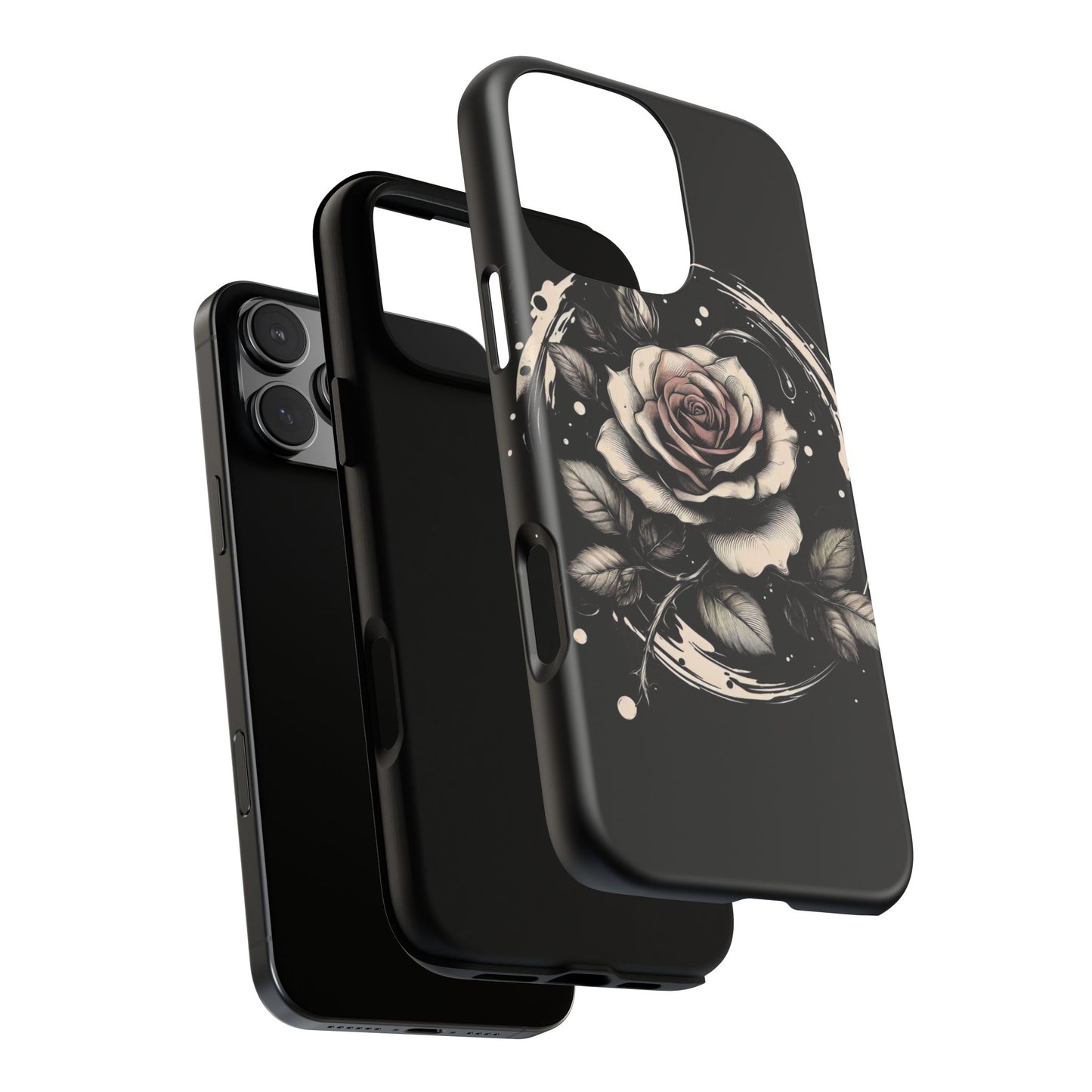 Jenna Kats' Black Roses Phone Case - Black and White Rose Tough Case