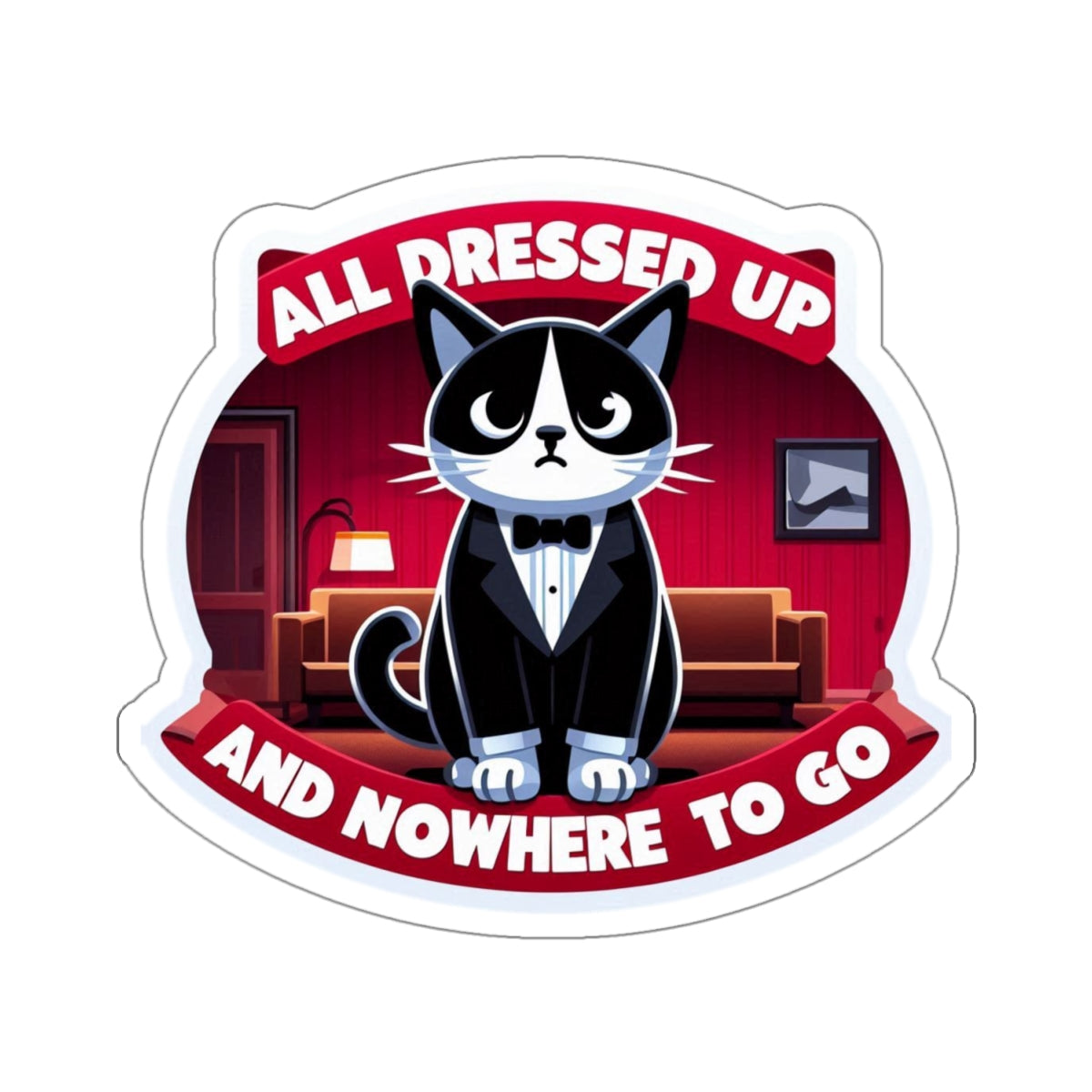Tuxedo Cat All Dressed Up Kiss-Cut Stickers