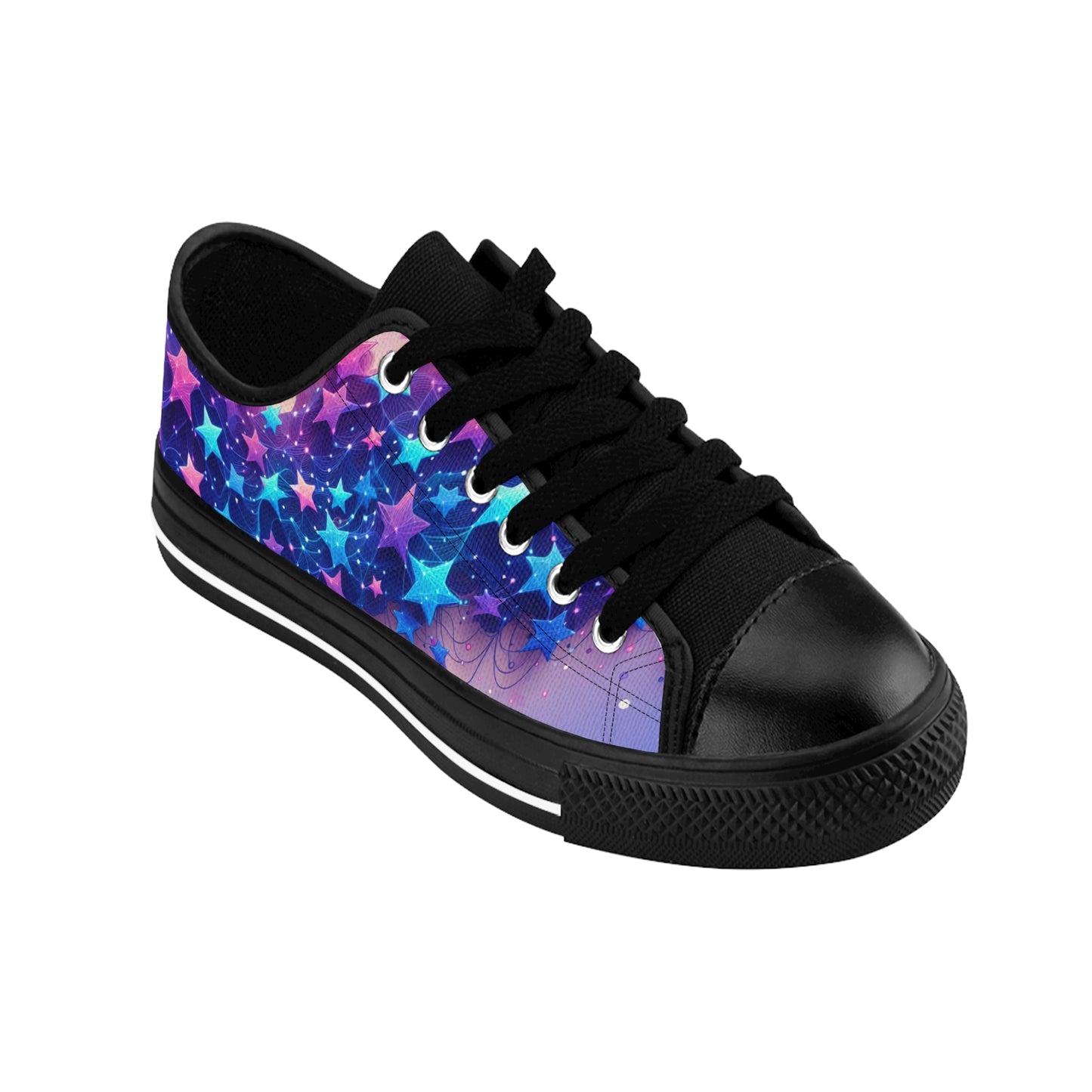 A Galaxy of Blue and Purple Stars On Women's Sneakers