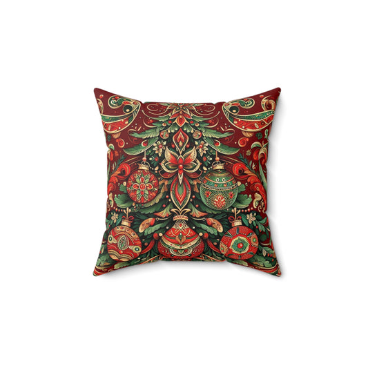 Vintage Christmas Spun Polyester Square Pillow