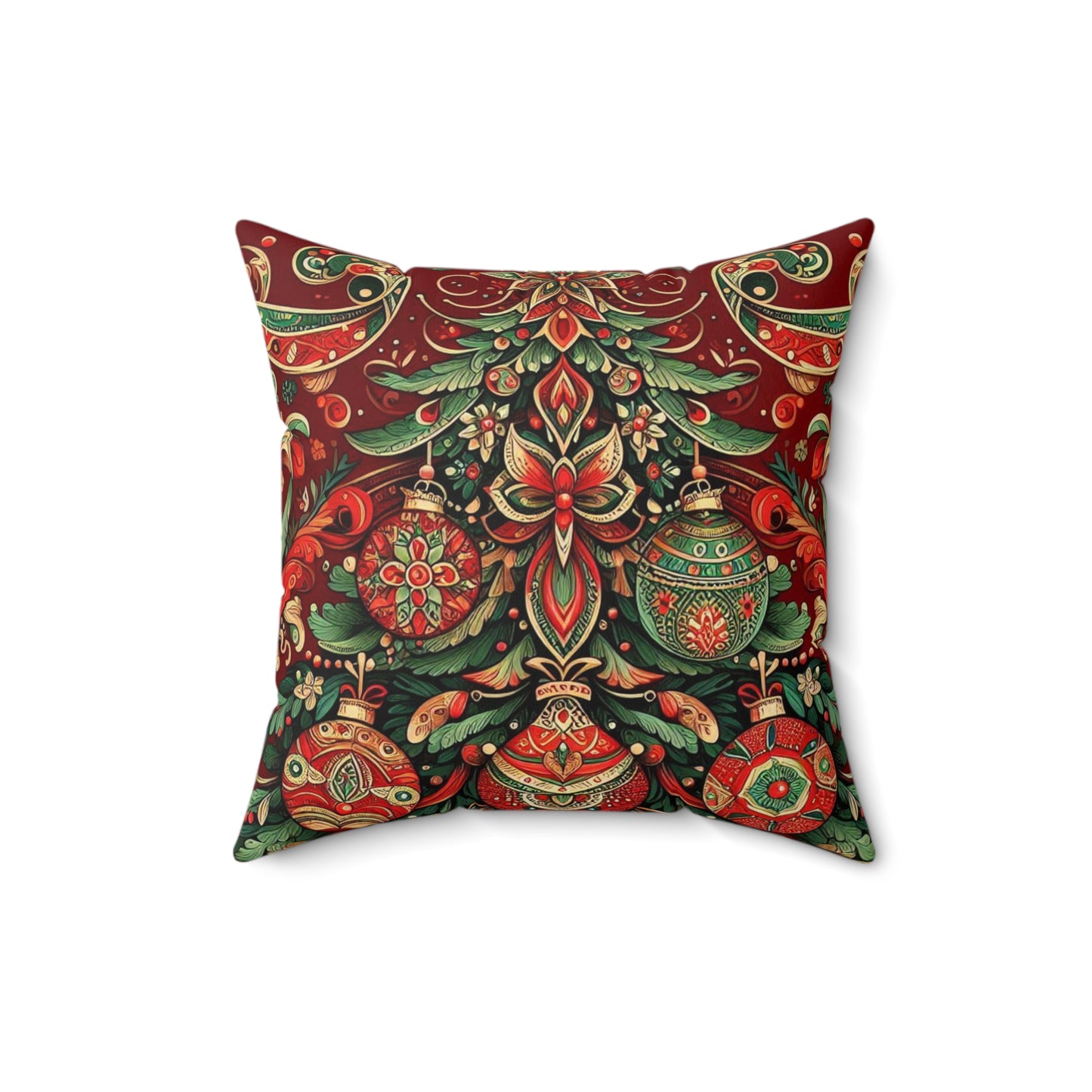 Vintage Christmas Spun Polyester Square Pillow