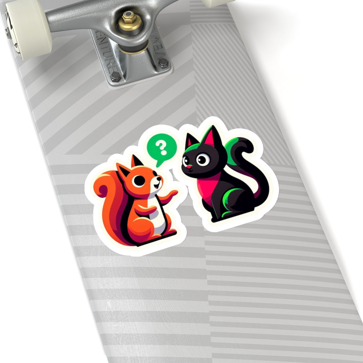 A chatty squirrel and a black cat, Kiss-Cut Stickers