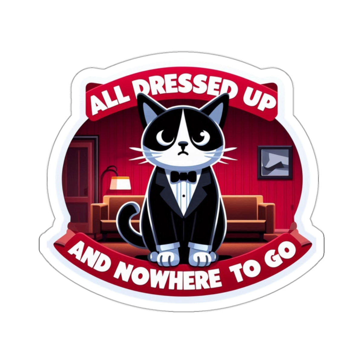 Tuxedo Cat All Dressed Up Kiss-Cut Stickers