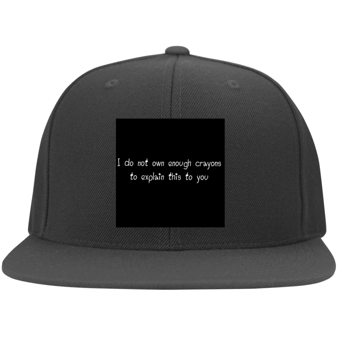 ''Enough Crayons'' Embroidered Flat Bill Twill Flexfit Cap