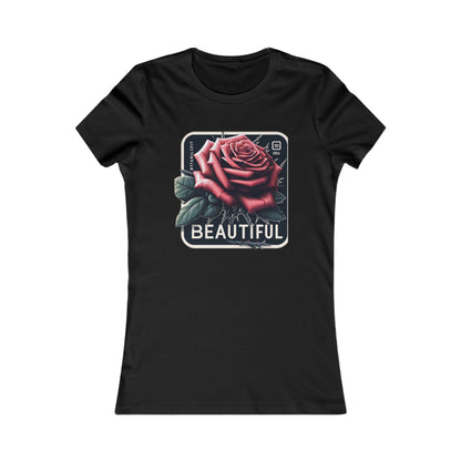 beautiful rose women's  fitted tee shirt
