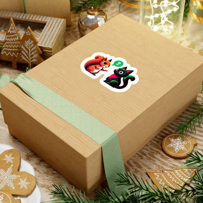 A chatty squirrel and a black cat, Kiss-Cut Stickers
