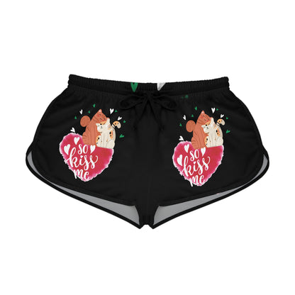 "Kiss Me Kitty" Women's Relaxed Shorts (AOP)