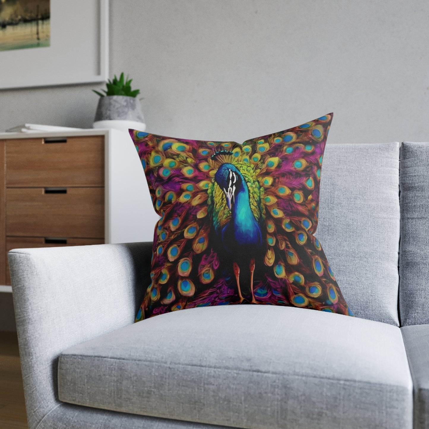 ''Peacock'' Square Pillow