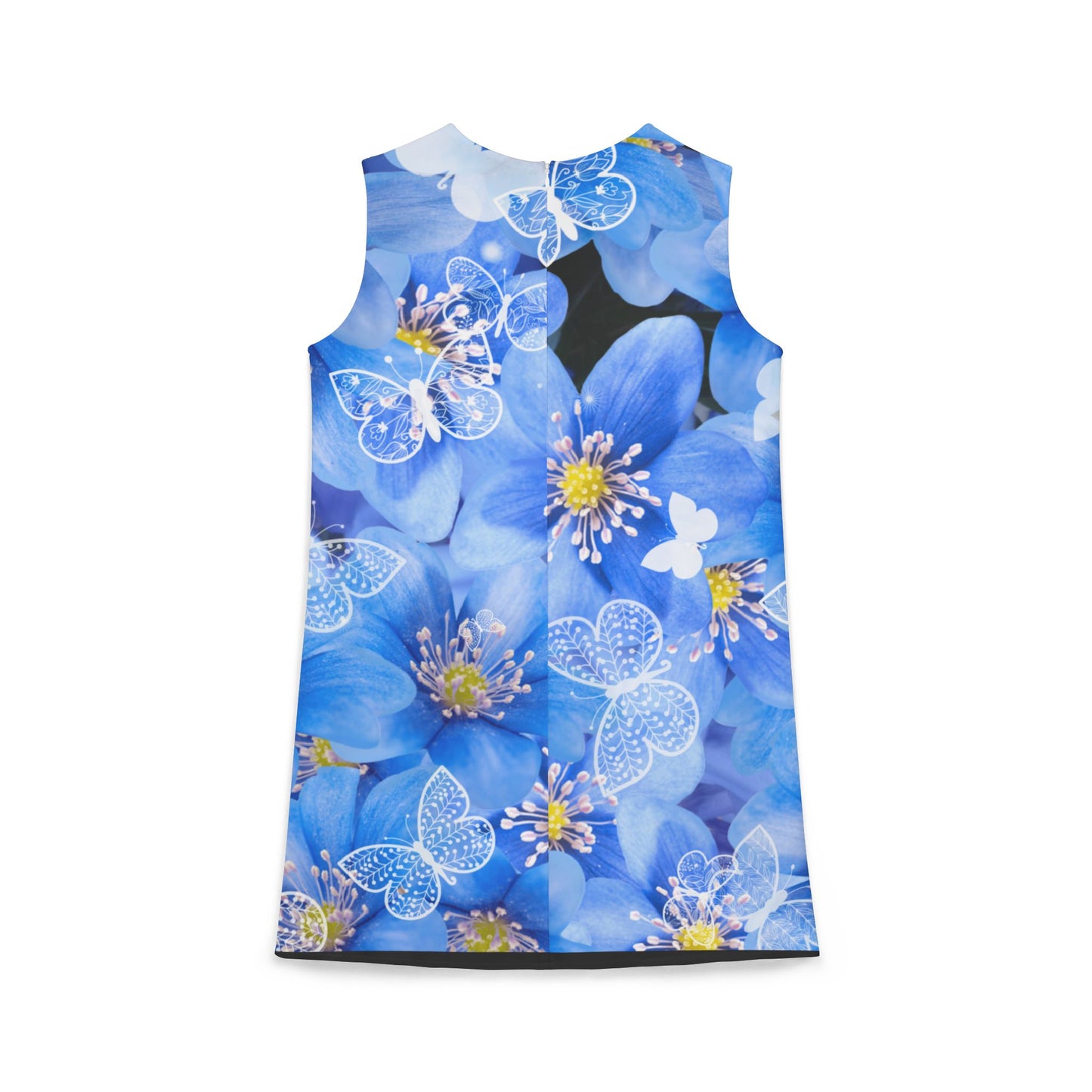 Jenna Kats' Blue and White Floral A-line Sleeveless Dress