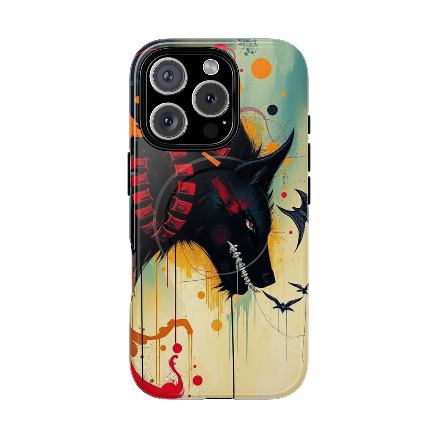 "I Told My Demons About You" Art Print Tough Magnetic Phone Cases with Artistic Wolf Design, Unique Phone Cover, Gift for Animal Lovers, Sleek & Durable Case, iPhone Compatible