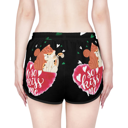 "Kiss Me Kitty" Women's Relaxed Shorts (AOP)