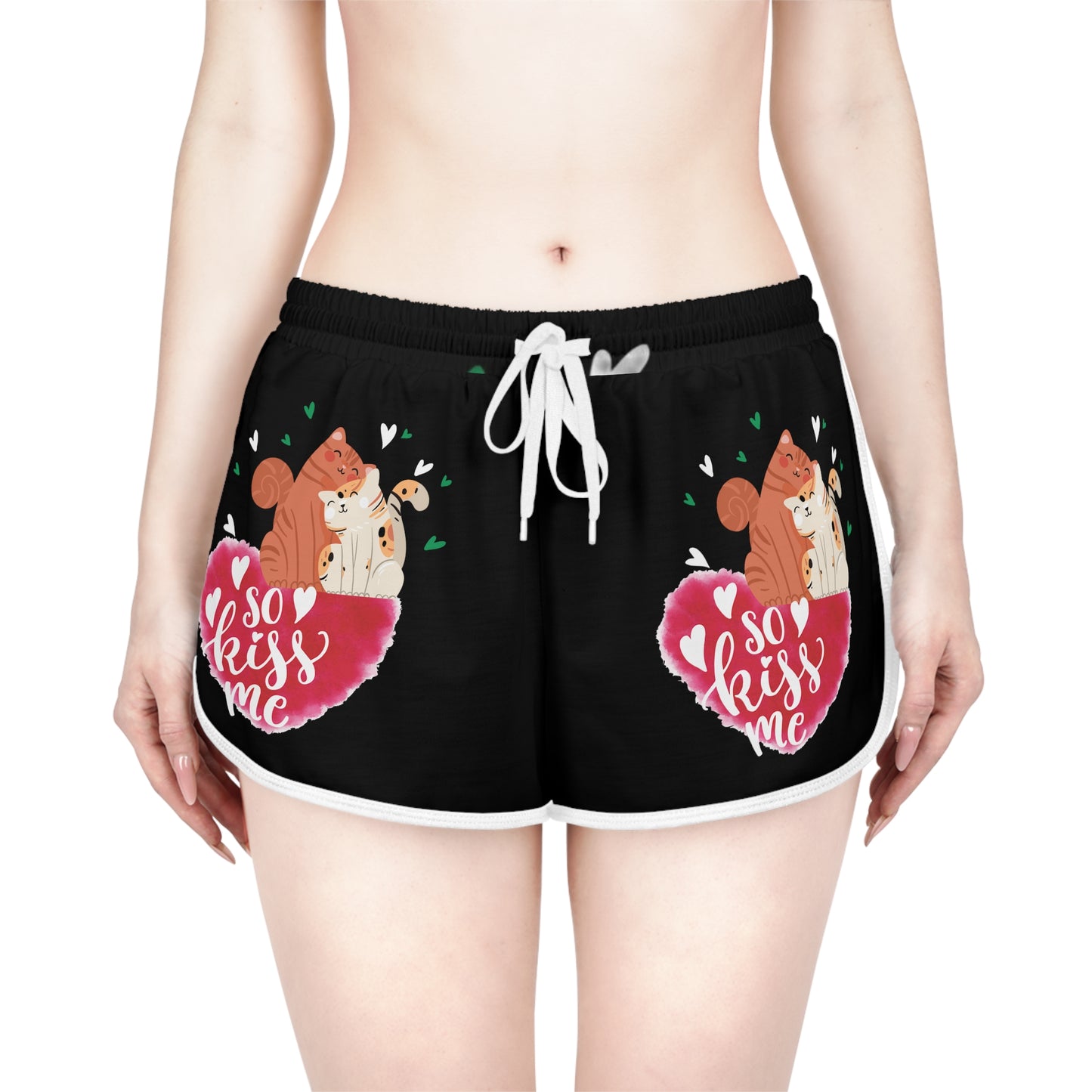 "Kiss Me Kitty" Women's Relaxed Shorts (AOP)