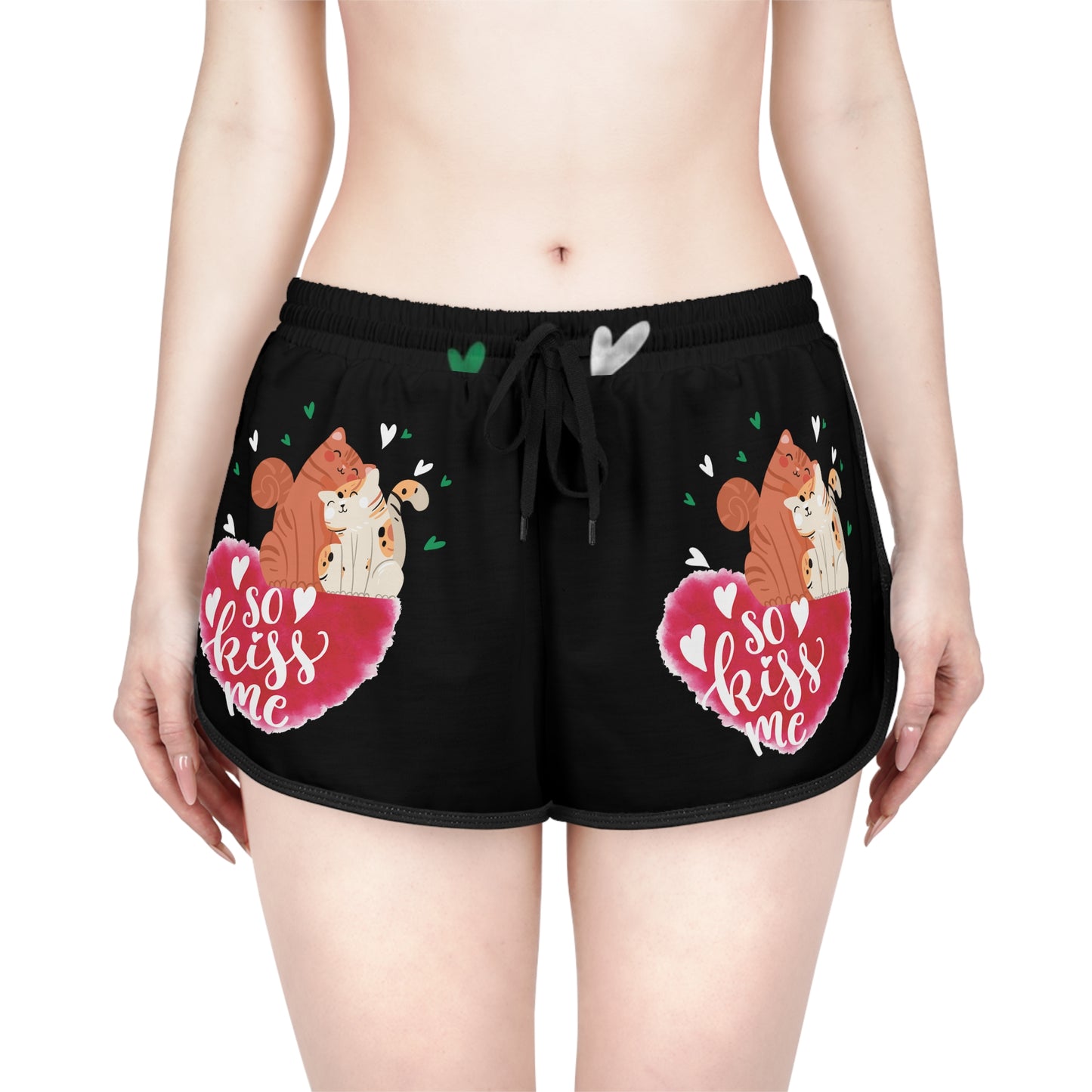 "Kiss Me Kitty" Women's Relaxed Shorts (AOP)