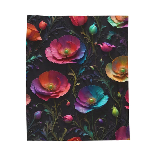 "Poppy Dreamscape #1" Velveteen Plush Blanket