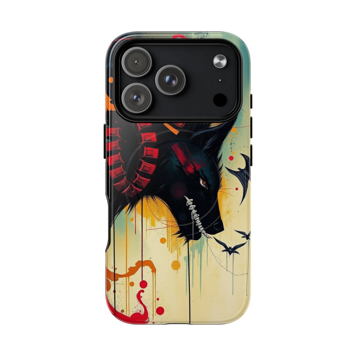 "I Told My Demons About You" Art Print Tough Magnetic Phone Cases with Artistic Wolf Design, Unique Phone Cover, Gift for Animal Lovers, Sleek & Durable Case, iPhone Compatible