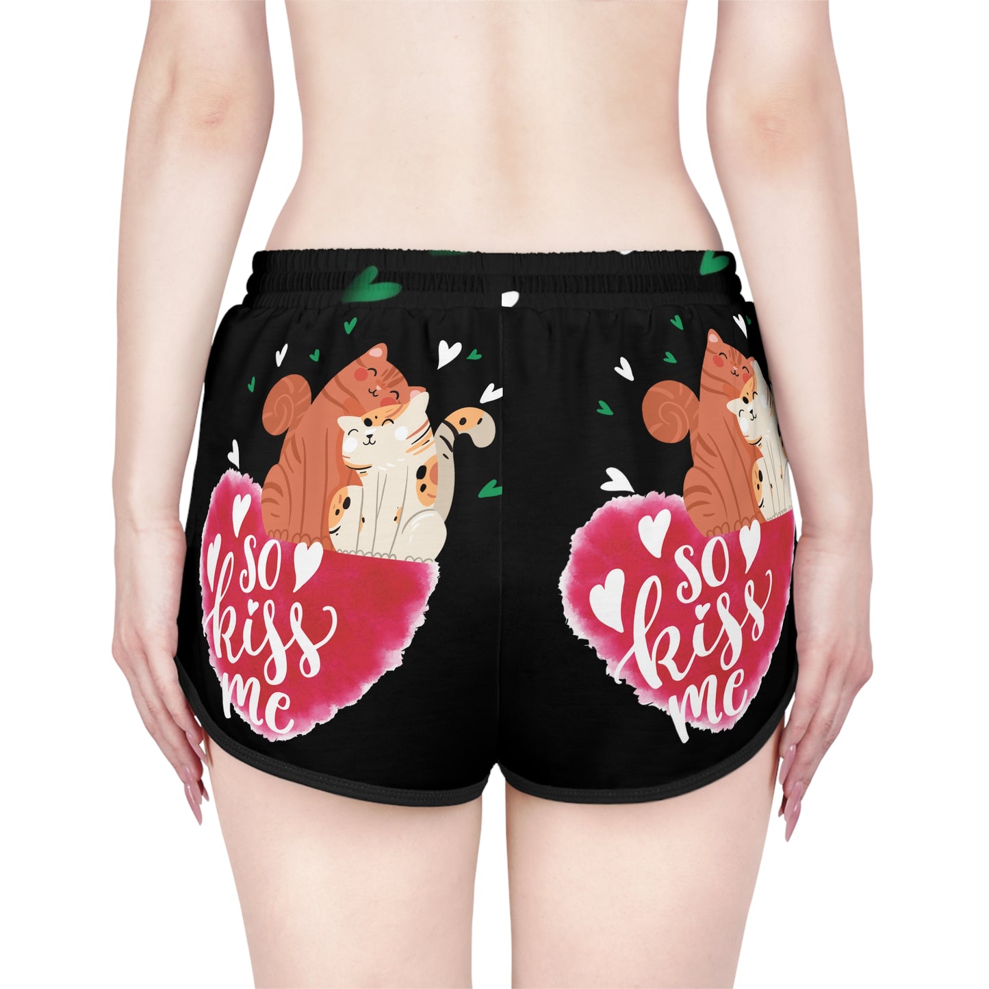 "Kiss Me Kitty" Women's Relaxed Shorts (AOP)