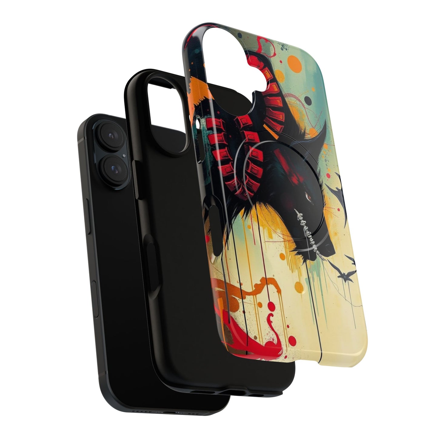 "I Told My Demons About You" Art Print Tough Magnetic Phone Cases with Artistic Wolf Design, Unique Phone Cover, Gift for Animal Lovers, Sleek & Durable Case, iPhone Compatible