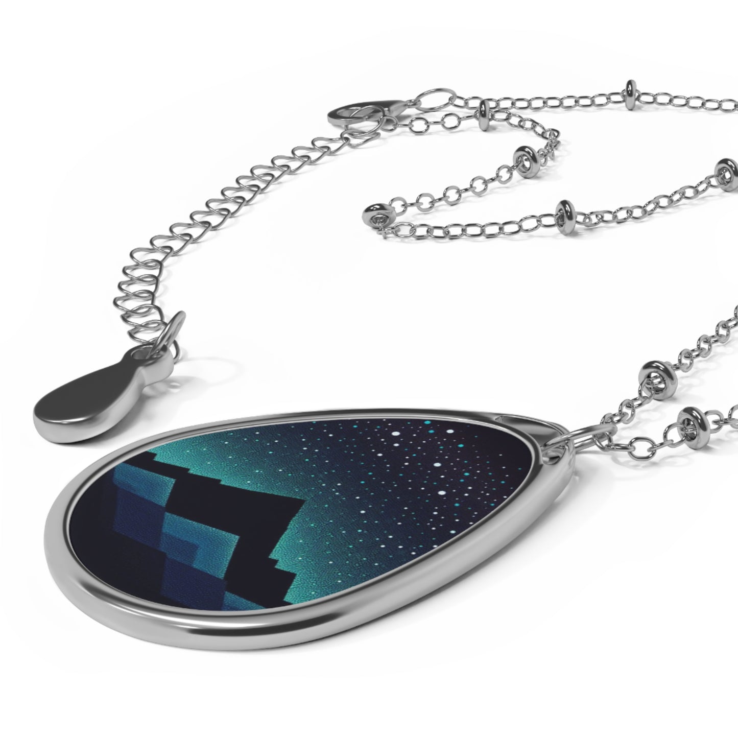 Mountain Night Sky Oval Necklace, Nature Lover Jewelry, Celestial Pendant, Gifts for Her, Starry Sky Necklace
