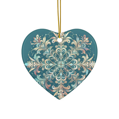 Frosty Snowflake Ceramic Ornament, 4 Shapes
