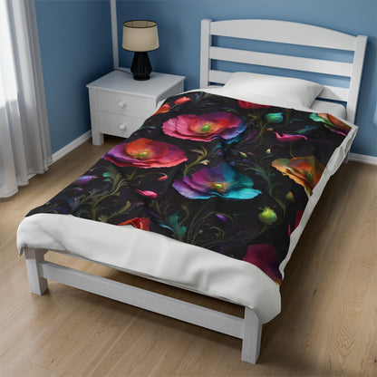 "Poppy Dreamscape #1" Velveteen Plush Blanket