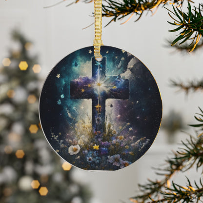 "Floral Cross" Acrylic Ornament