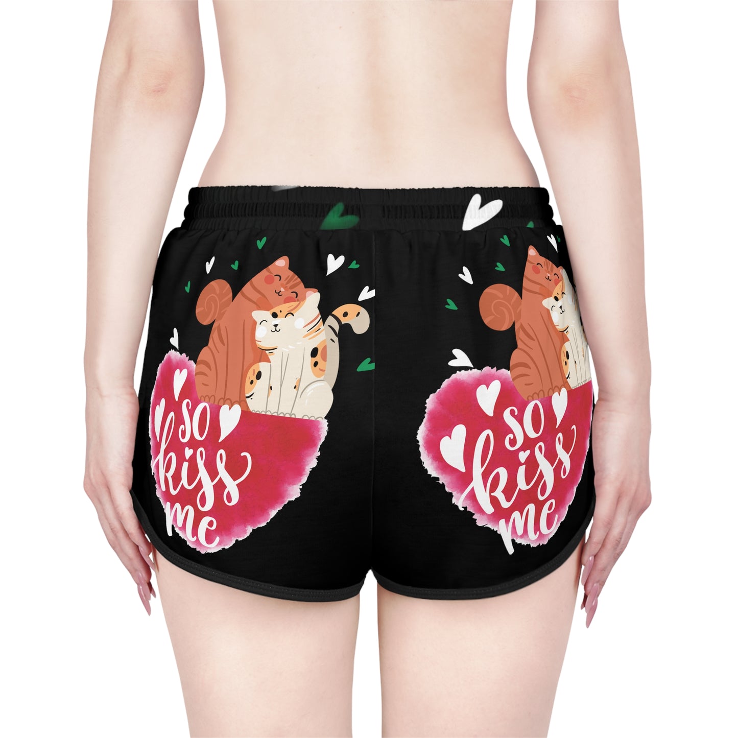 "Kiss Me Kitty" Women's Relaxed Shorts (AOP)