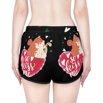 "Kiss Me Kitty" Women's Relaxed Shorts (AOP)