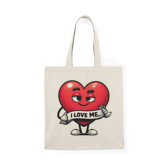Heartfelt Self  Love Natural Tote Bag – Eco-Friendly Canvas Bag, Gift for Friends, Shopping, Everyday Use, Valentine’s Day, Cute Art Bag