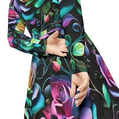 "Rainbow Rose" Women's Long Sleeve Dress