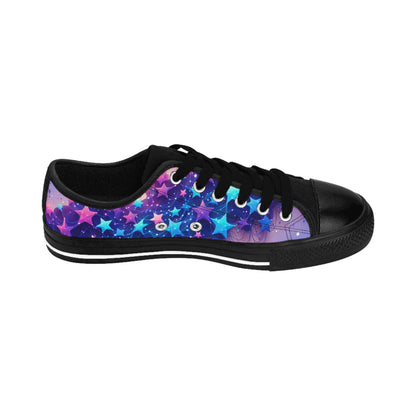 A Galaxy of Blue and Purple Stars On Women's Sneakers