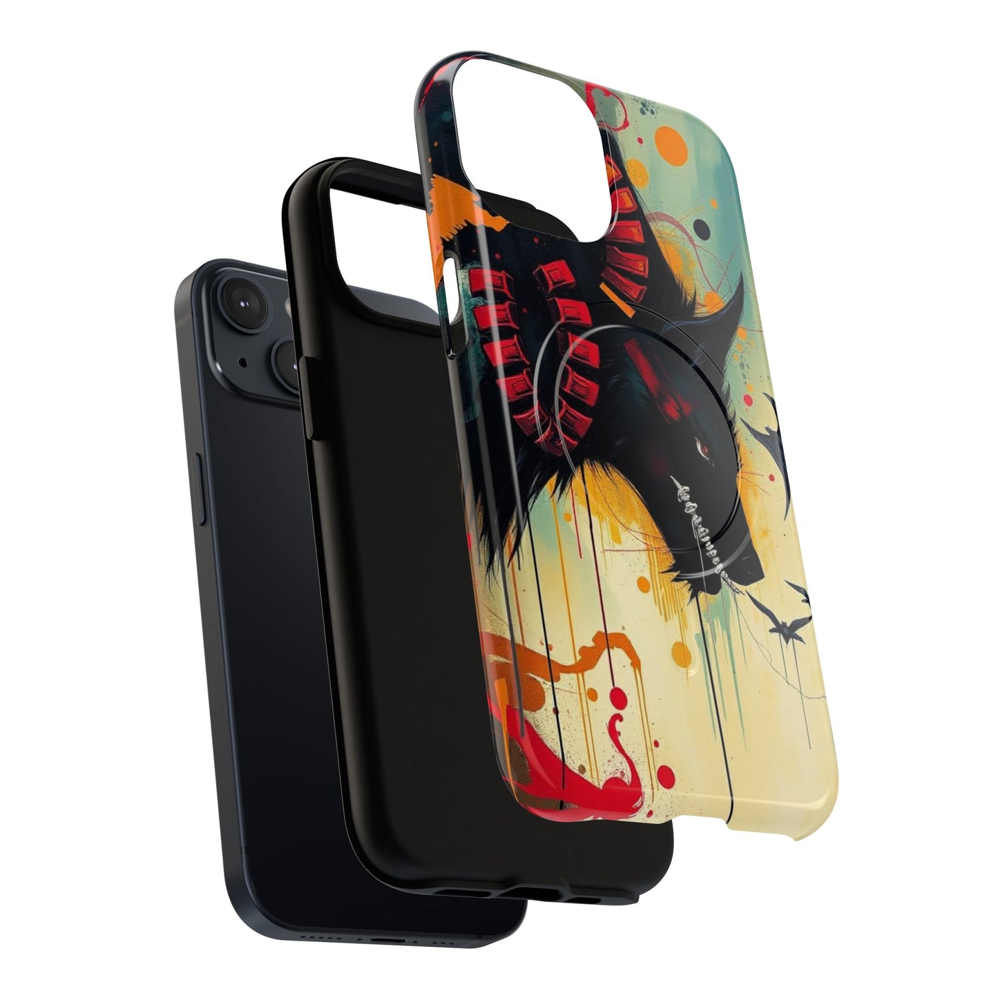 "I Told My Demons About You" Art Print Tough Magnetic Phone Cases with Artistic Wolf Design, Unique Phone Cover, Gift for Animal Lovers, Sleek & Durable Case, iPhone Compatible