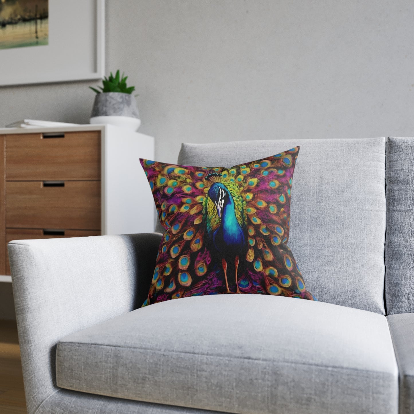 ''Peacock'' Square Pillow