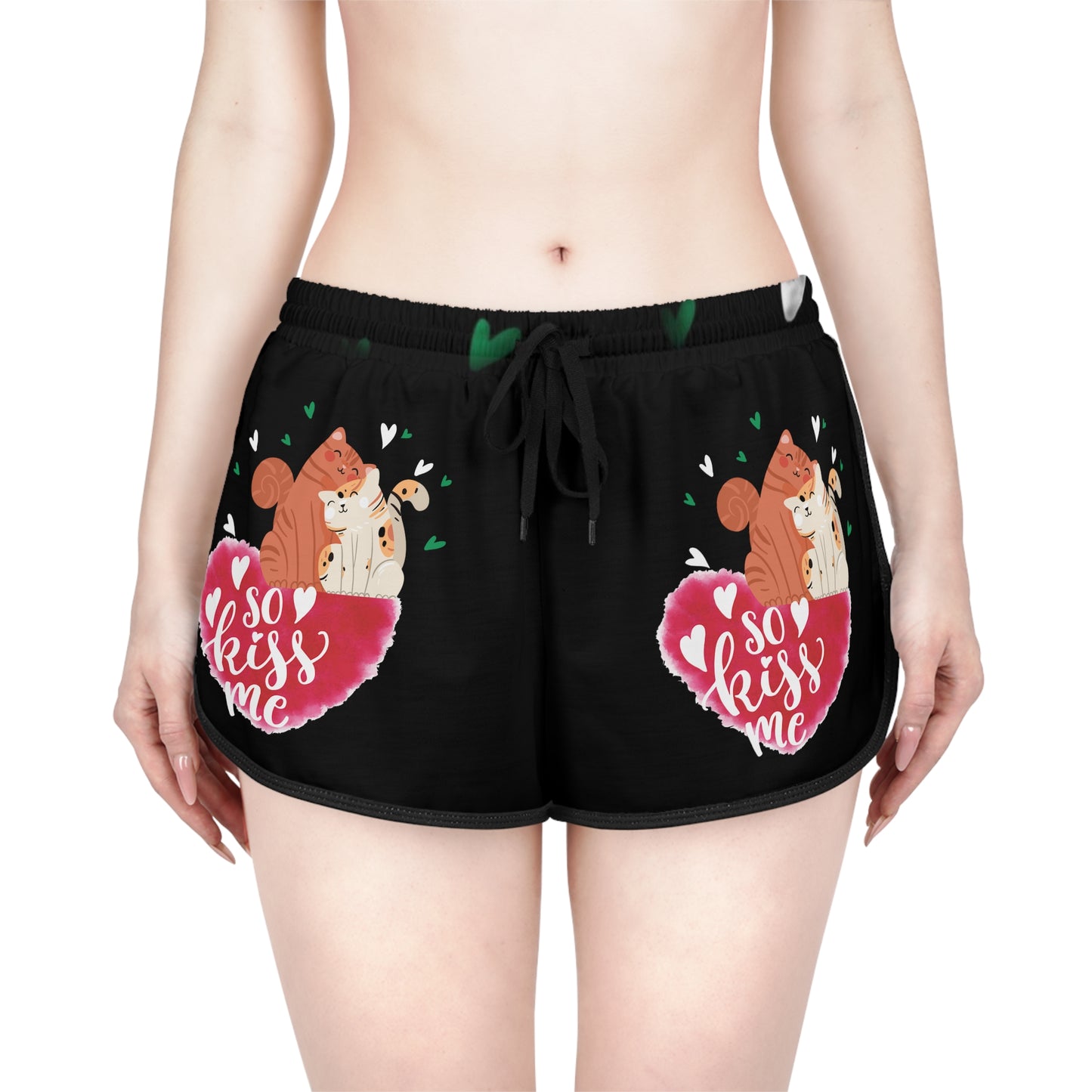 "Kiss Me Kitty" Women's Relaxed Shorts (AOP)