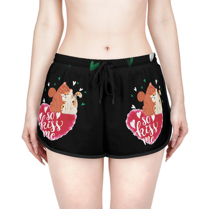 "Kiss Me Kitty" Women's Relaxed Shorts (AOP)